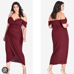 Elegant Burgundy Off-Shoulder Dress